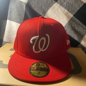 Men's Washington Nationals New Era Red Fitted Hat!